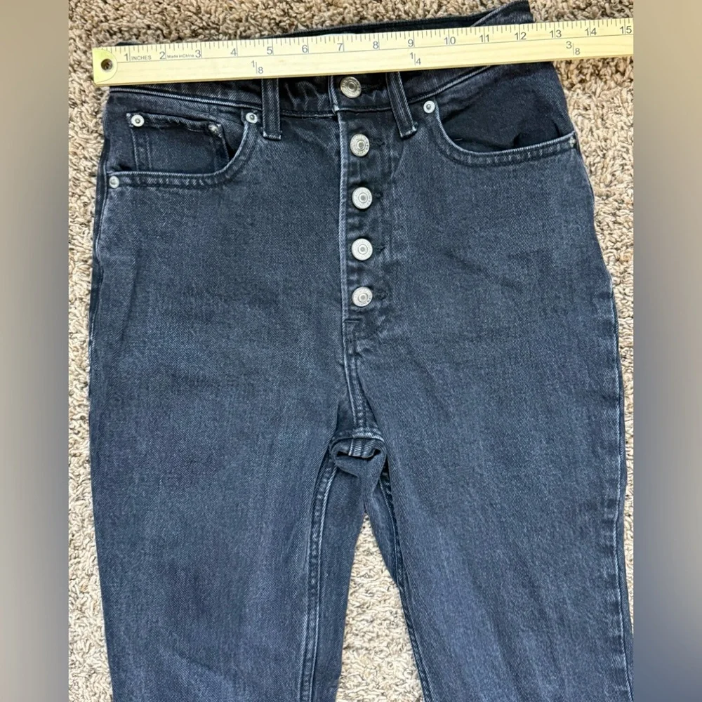 Abercrombie & Fitch The Kick Flare Ultra High Rise Jean Black Button Fly  25/0 S - Picture 3 of 6